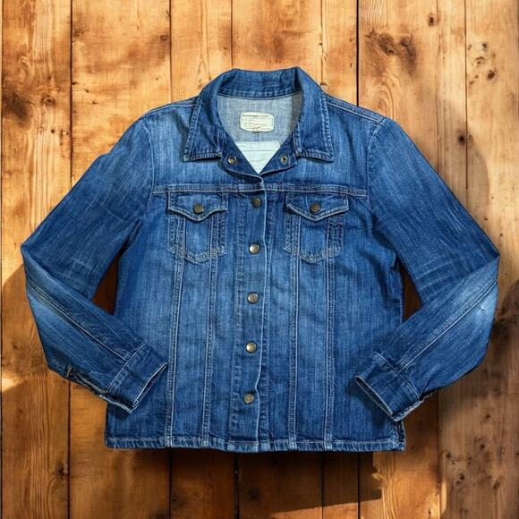 Current/Elliott Jackets & Blazers - Current/Elliott Denim Trucker Jacket Womens Blue Faded Distressed Western Sz 1/S